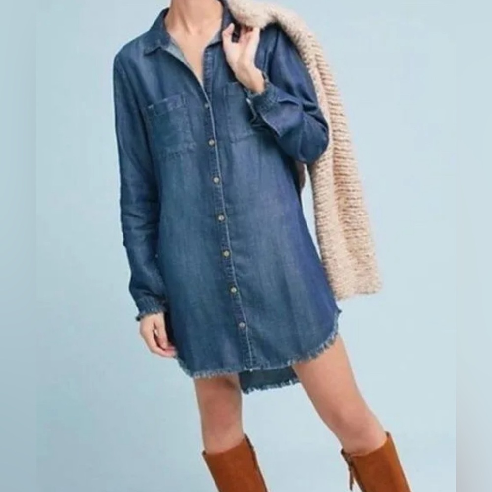 Cloth & Stone Denim Shirt Dress - Size Small